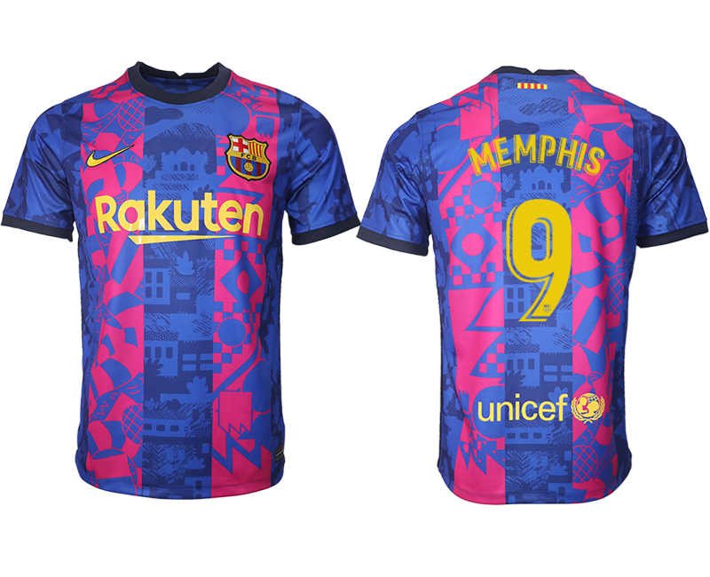 Cheap Men 2021-2022 Club Barcelona blue training suit aaa version 9 Soccer Jersey